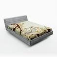 thumbnail image 1 of Ambesonne Ethnic Fitted Sheet, Oriental Middle Eastern, Queen Size, Grey Yellow Chocolate, 1 of 2