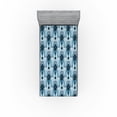 thumbnail image 1 of Ambesonne Ethnic Fitted Sheet, Oriental Rhombus Motifs Art, Twin Size, Seafoam Purpleblue, 1 of 5
