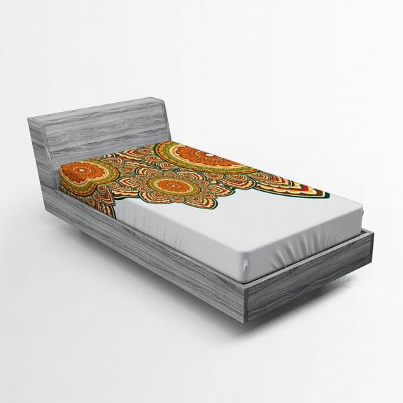 Ambesonne Ethnic Fitted Sheet, Paisley Eastern Oriental, Twin Size, Multicolor