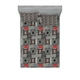 thumbnail image 1 of Ambesonne Ethnic Fitted Sheet & Pillow Sham Set, Aztec Ornament Lace, Full, Grey Vermilion Brown, 1 of 2