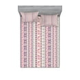 thumbnail image 1 of Ambesonne Ethnic Fitted Sheet & Pillow Sham Set, Aztec Style Floral Leaves, Queen, Pale Pink Mauve, 1 of 2