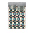 thumbnail image 1 of Ambesonne Ethnic Fitted Sheet & Pillow Sham Set, Braided Mosaic Art, Full, Cream Coral Blue, 1 of 2
