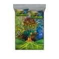 thumbnail image 1 of Ambesonne Ethnic Fitted Sheet & Pillow Sham Set, Mother Earth Theme, Full, Green Blue, 1 of 2