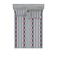 thumbnail image 1 of Ambesonne Ethnic Fitted Sheet & Pillow Sham Set, Native Old Motifs, Queen, Dark Coral Pale Grey, 1 of 2