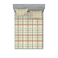 thumbnail image 1 of Ambesonne Ethnic Fitted Sheet & Pillow Sham Set, Old Traditional Design, Full, Mint Green Beige Umber, 1 of 2