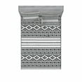 thumbnail image 1 of Ambesonne Ethnic Fitted Sheet & Pillow Sham Set, Oriental Tribal Moroccan, Full, Charcoal Grey White, 1 of 2