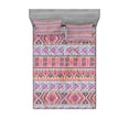thumbnail image 1 of Ambesonne Ethnic Fitted Sheet & Pillow Sham Set, Retro Spring Aztec Art, Queen, Pale Blue Indigo, 1 of 3