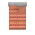 thumbnail image 1 of Ambesonne Ethnic Fitted Sheet & Pillow Sham Set, Rhombuses Triangular Shapes, Full, Coral Yellow and Grey, 1 of 2