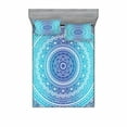 thumbnail image 1 of Ambesonne Ethnic Fitted Sheet & Pillow Sham Set, Theme, Queen, Pale Blue, 1 of 2