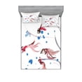 thumbnail image 1 of Ambesonne Ethnic Fitted Sheet & Pillow Sham Set, Traditional Ink Painting, Full, Red and Blue, 1 of 2