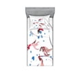 thumbnail image 1 of Ambesonne Ethnic Fitted Sheet & Pillow Sham Set, Traditional Ink Painting, Twin, Red and Blue, 1 of 2