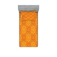 thumbnail image 1 of Ambesonne Ethnic Fitted Sheet & Pillow Sham Set, Traditional Motifs, Twinxl, Vermilion Orange Yellow, 1 of 2