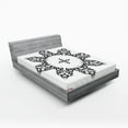 thumbnail image 1 of Ambesonne Ethnic Fitted Sheet, Tattoo Circular Vector, Queen Size, Black White and Ruby, 1 of 3