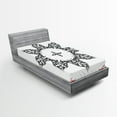 thumbnail image 1 of Ambesonne Ethnic Fitted Sheet, Tattoo Circular Vector, Twin XL Size, Black White and Ruby, 1 of 3