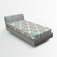 thumbnail image 1 of Ambesonne Ethnic Fitted Sheet, Traditional Local, Twin Size, Coral Turquoise White, 1 of 2