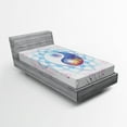 thumbnail image 1 of Ambesonne Ethnic Fitted Sheet, Yin Yang Swirls, Twin Size, Purple and Pale Blue, 1 of 2
