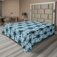 thumbnail image 1 of Ambesonne Ethnic Flat Bedding Sheet Soft Top Sheet, Oriental Rhombus Motifs Art, California King, Seafoam Purpleblue, 1 of 1