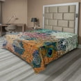 thumbnail image 1 of Ambesonne Ethnic Flat Sheet, Mandala and Peacock Feathers, King Size, Multicolor, 1 of 1