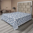 thumbnail image 1 of Ambesonne Ethnic Flat Sheet, Messy Waves Triangles, California King, Navy Blue and Cream, 1 of 1
