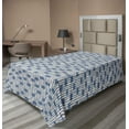 thumbnail image 1 of Ambesonne Ethnic Flat Sheet, Messy Waves Triangles, TwinXL Size, Navy Blue and Cream, 1 of 1