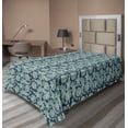 thumbnail image 1 of Ambesonne Ethnic Flat Sheet, Oriental Folkore Flowers, TwinXL Size, Pale Blue Dark Teal, 1 of 1