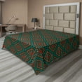 thumbnail image 1 of Ambesonne Ethnic Flat Sheet, Retro Shape, Queen Size, Coral Teal Black, 1 of 1