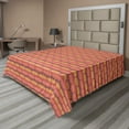 thumbnail image 1 of Ambesonne Ethnic Flat Sheet, Rhombuses Triangular Shapes, Full Size, Coral Yellow and Grey, 1 of 1