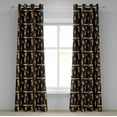 thumbnail image 1 of Ambesonne Ethnic Grommet Curtain, Folkloric Pattern Eastern, 50"x72", Black Cinnamon and Blue, 1 of 5