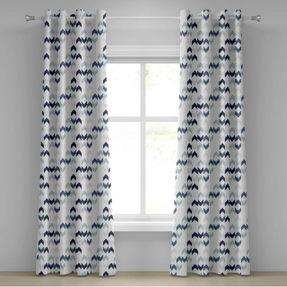 Ambesonne Ethnic Grommet Curtain, Ikat Chevron Zig Zag, 50" x 72", Slate Blue Purple White