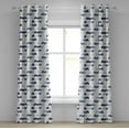 thumbnail image 1 of Ambesonne Ethnic Grommet Curtain, Ikat Chevron Zig Zag, 50" x 96", Slate Blue Purple White, 1 of 6