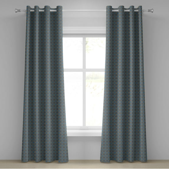 Ambesonne Ethnic Grommet Curtain, Mandala, 50" x 120", Pale Blue Pale Yellow