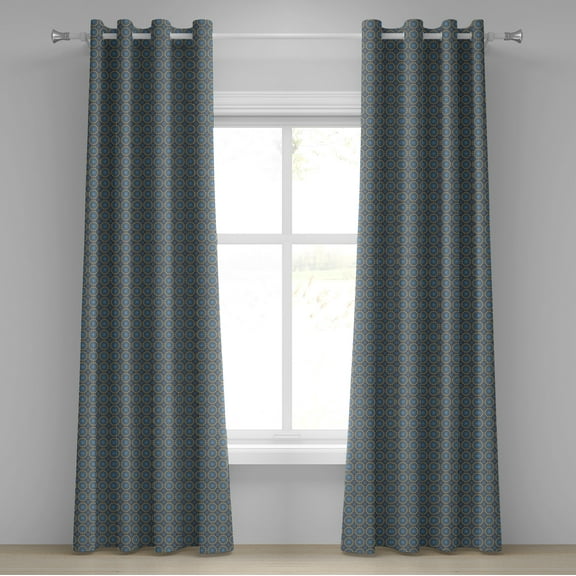 Ambesonne Ethnic Grommet Curtain, Mandala, 50" x 96", Pale Blue Pale Yellow