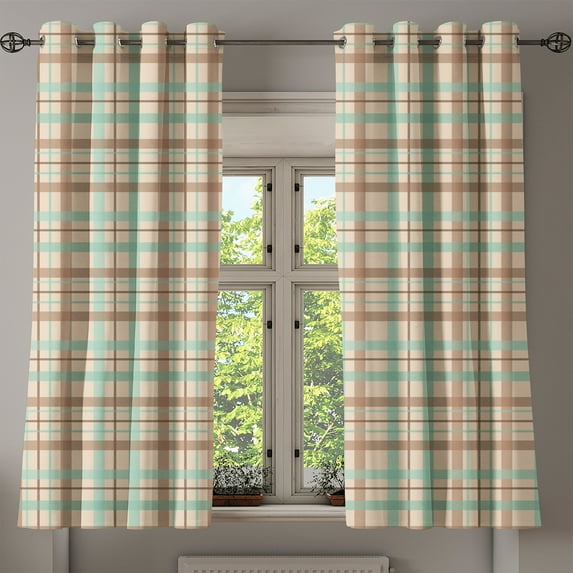 Ambesonne Ethnic Grommet Curtain, Old Traditional Design, 50" x 54", Mint Green Beige Umber
