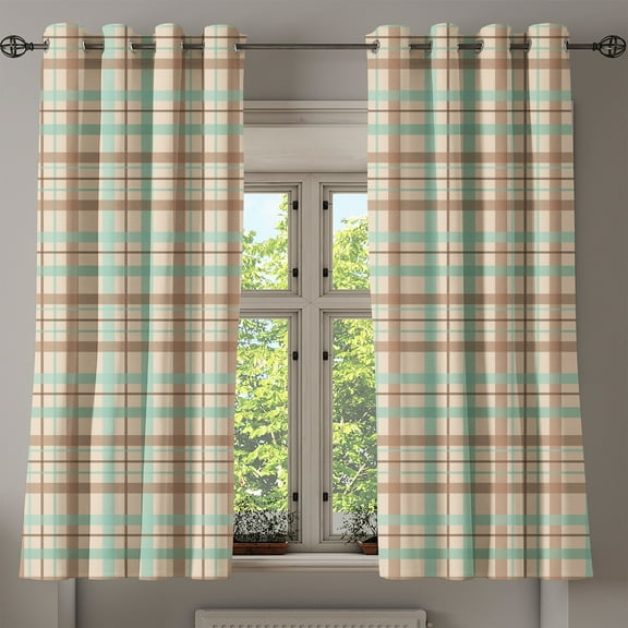 Ambesonne Ethnic Grommet Curtain, Old Traditional Design, 50" x 63", Mint Green Beige Umber