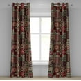 thumbnail image 1 of Ambesonne Ethnic Grommet Curtain, Oriental Floral Motif Print, 50"x96", Raspberry Beige Black, 1 of 5
