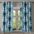 thumbnail image 1 of Ambesonne Ethnic Grommet Curtain, Oriental Rhombus Motifs Art, 50"x63", Seafoam Purpleblue, 1 of 1