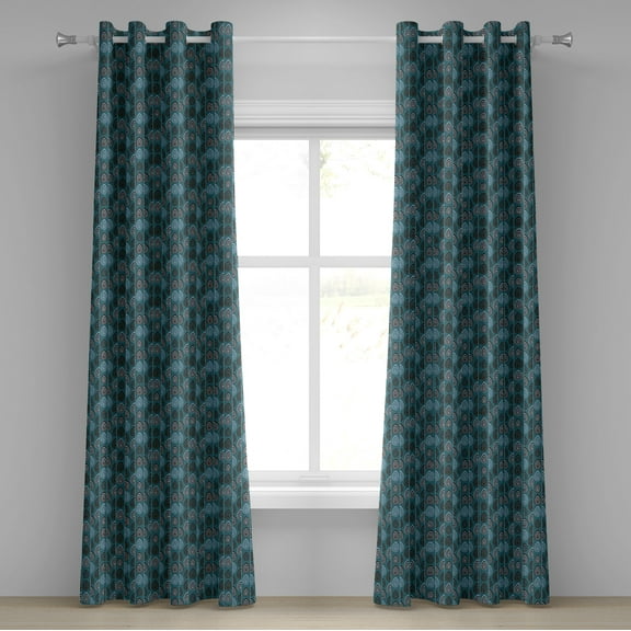 Ambesonne Ethnic Grommet Curtain, Striped Ornament, 50" x 108", Teal Bluegrey Dark Brown