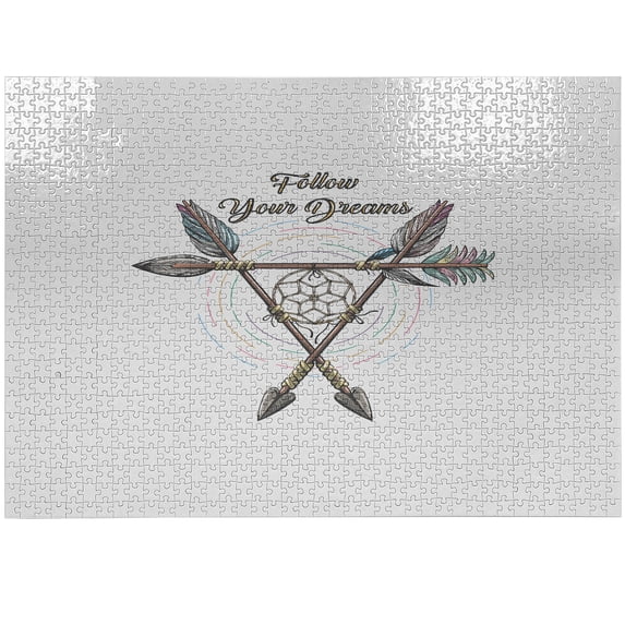 Ambesonne Ethnic Jigsaw Puzzle Durable Cardboard, Dreamcatcher and Saying Art, 1000 pcs, Pale Mauve Taupe Almond