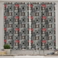 thumbnail image 1 of Ambesonne Ethnic Kitchen Curtains, Aztec Ornament Lace, 55"x45", Grey Vermilion Brown, 1 of 3
