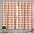 thumbnail image 1 of Ambesonne Ethnic Kitchen Curtains, Blooming Mandala Flowers, 55"x39", Ruby Beige Dark Coral, 1 of 2
