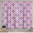thumbnail image 1 of Ambesonne Ethnic Kitchen Curtains, Hand Drawn Mayan Sripes, 55"x45", Fuchsia Indigo Burgundy, 1 of 1