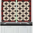 thumbnail image 1 of Ambesonne Ethnic Kitchen Curtains, Javanese Batik Pattern, 55"x39", Ruby Cream and Black, 1 of 2