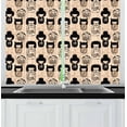 thumbnail image 1 of Ambesonne Ethnic Kitchen Curtains, Little Kokeshi Dolls, 55"x45", Beige Black and Tan, 1 of 3