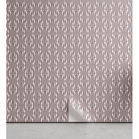 Ambesonne, Ethnic Peel & Stick Wallpaper for Home, East Square Pattern Grunge, 13"x72", Purpleblue White