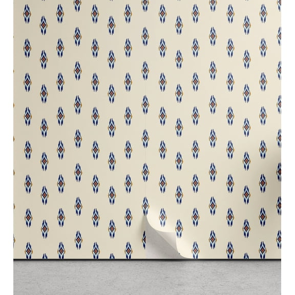 Ambesonne, Ethnic Peel & Stick Wallpaper for Home, Traditional Square Pattern, 13"x36", Cream Dark Lavender