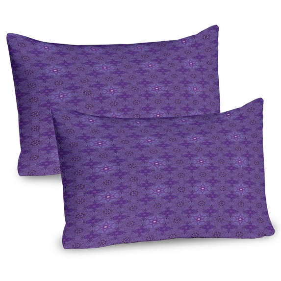 Ambesonne Ethnic Pillow Sham 2 Pack, Eastern Floral Mandala Art, 30"x20", Blue Violet Quartz