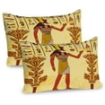 thumbnail image 1 of Ambesonne Ethnic Pillow Sham 2 Pack, Egyptian Hieroglyph Myth, 36"x20", Pale Yellow Marigold Red, 1 of 3