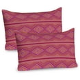 thumbnail image 1 of Ambesonne Ethnic Pillow Sham 2 Pack, Geometrical Bi-color Folk, 36"x20", Dark Magenta Marigold, 1 of 3