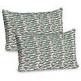 thumbnail image 1 of Ambesonne Ethnic Pillow Sham 2 Pack, Japanese Pattern Sun, 30"x20", Army Green and Vermilion, 1 of 3