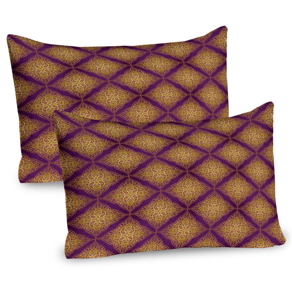 Ambesonne Ethnic Pillow Sham 2 Pack, Middle Eastern, 36"x20", Earth Yellow and Purple